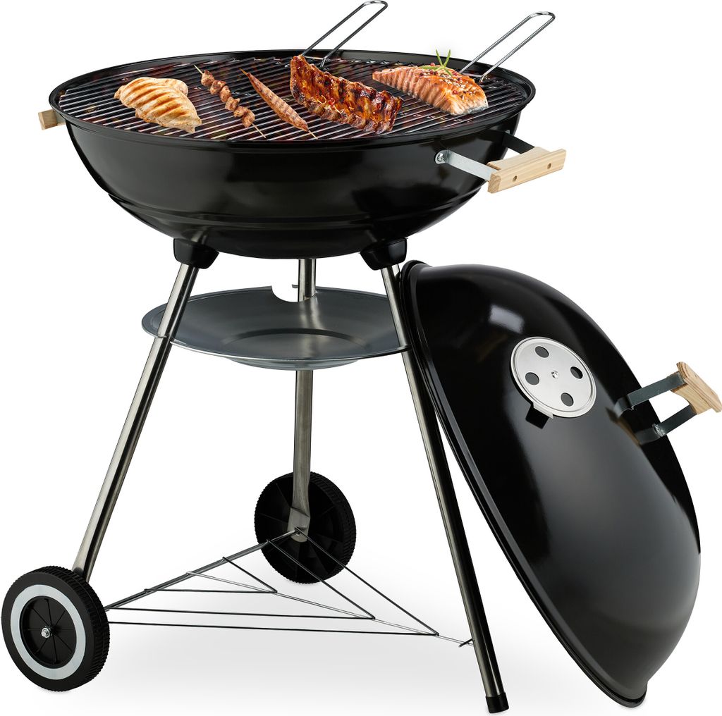 Relaxdays Kugelgrill, Ø 54 cm Grillrost, Outdoor BBQ, Produktbild 
