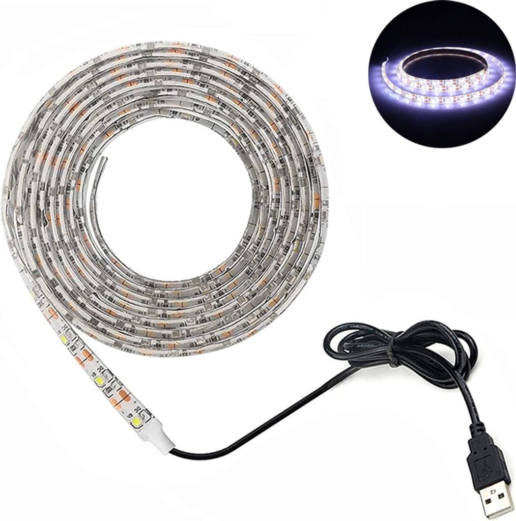 4m LED Streifen SMD 2835 Wasserdicht USB TV Hintergrundbeleuchtung Lichtband Lichtleiste, Kaltweiß