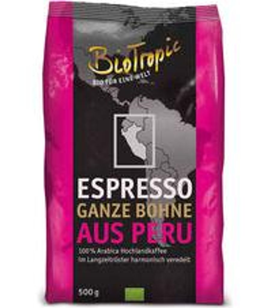 BioTropic Espresso ganze Bohne Peru 100% Arabica 500g