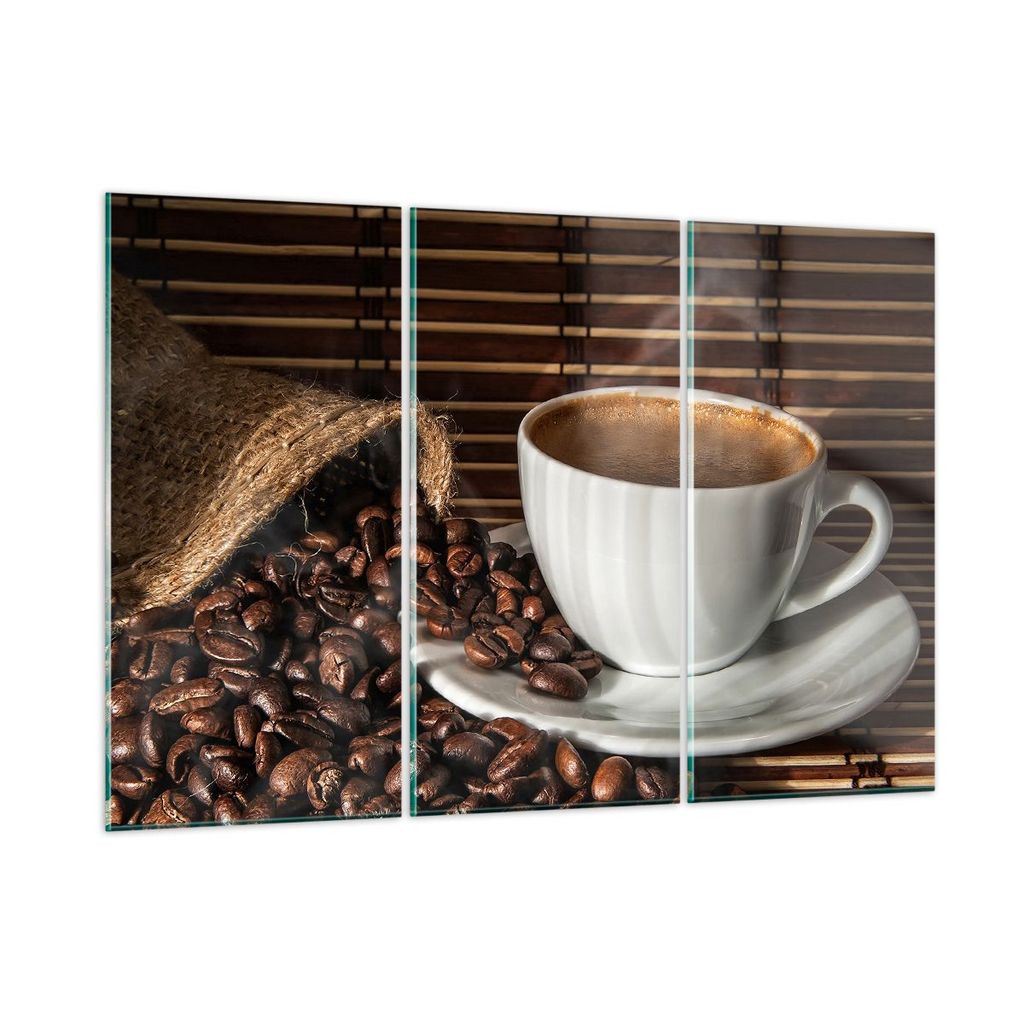 Bilder auf glas - Aroma Kaffee Getreide - 105x70cm - Glasbilder - Wandbilder - Kunstdruck - zum Aufhängen bereit - Wanddekoration aus Glas - Glas ...
