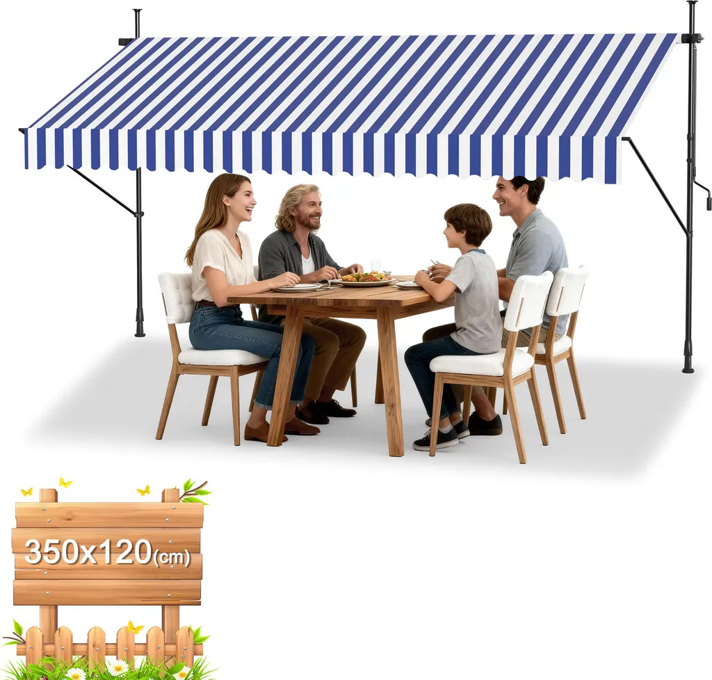 Tenda Balcone Retrattile 350x120 Sessamen-LP Strisce Blu/Bianche