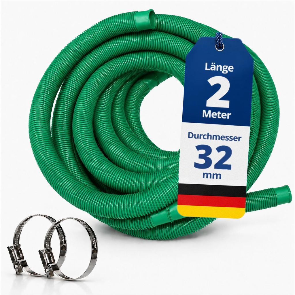 HAF Hochwertiger Pool Schwimmbadschlauch 32mm Grün 2 Meter Produktbild 