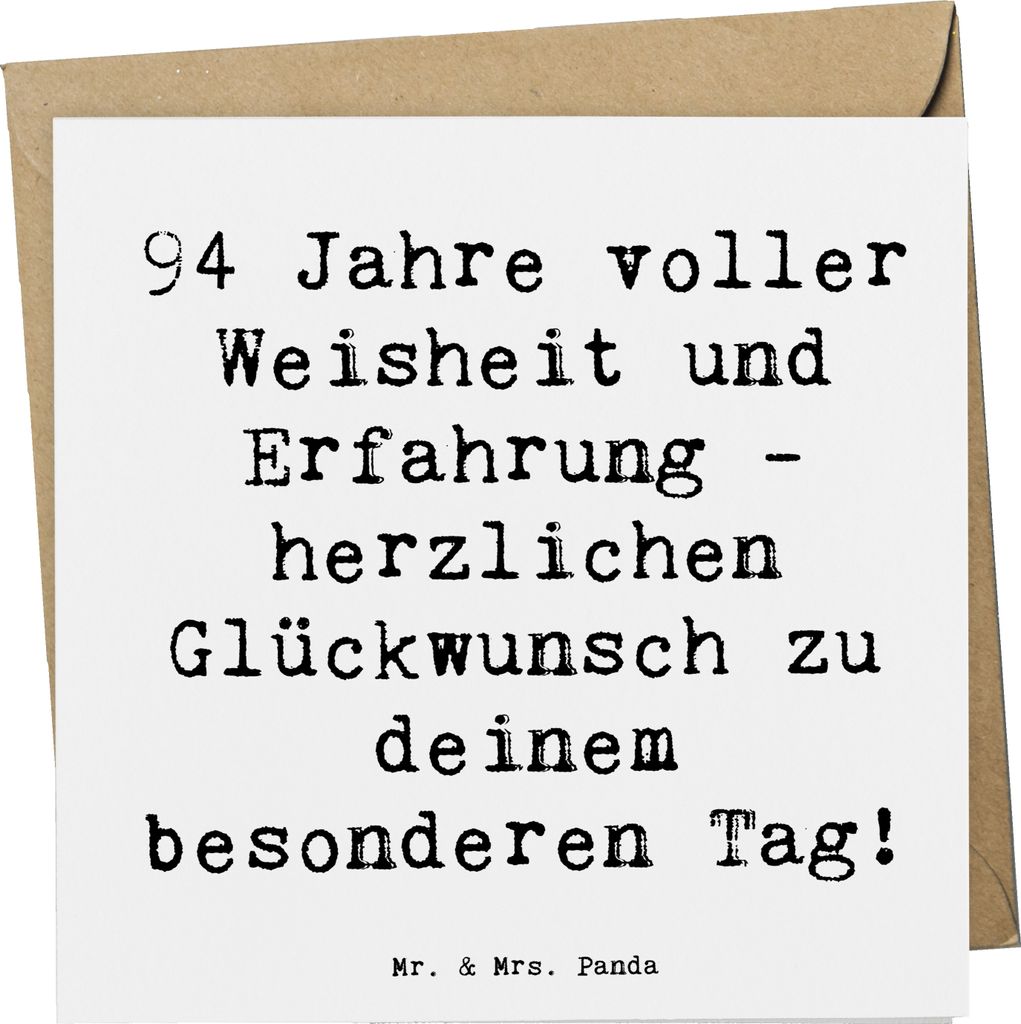 Mr. & Mrs. Panda Deluxe Karte Spruch 94. Geburtstag - Weiß - Geschenk, Happy Birthday, Glückwunsch, Leben, Geschichten, Alter, faltkarte, besonde...