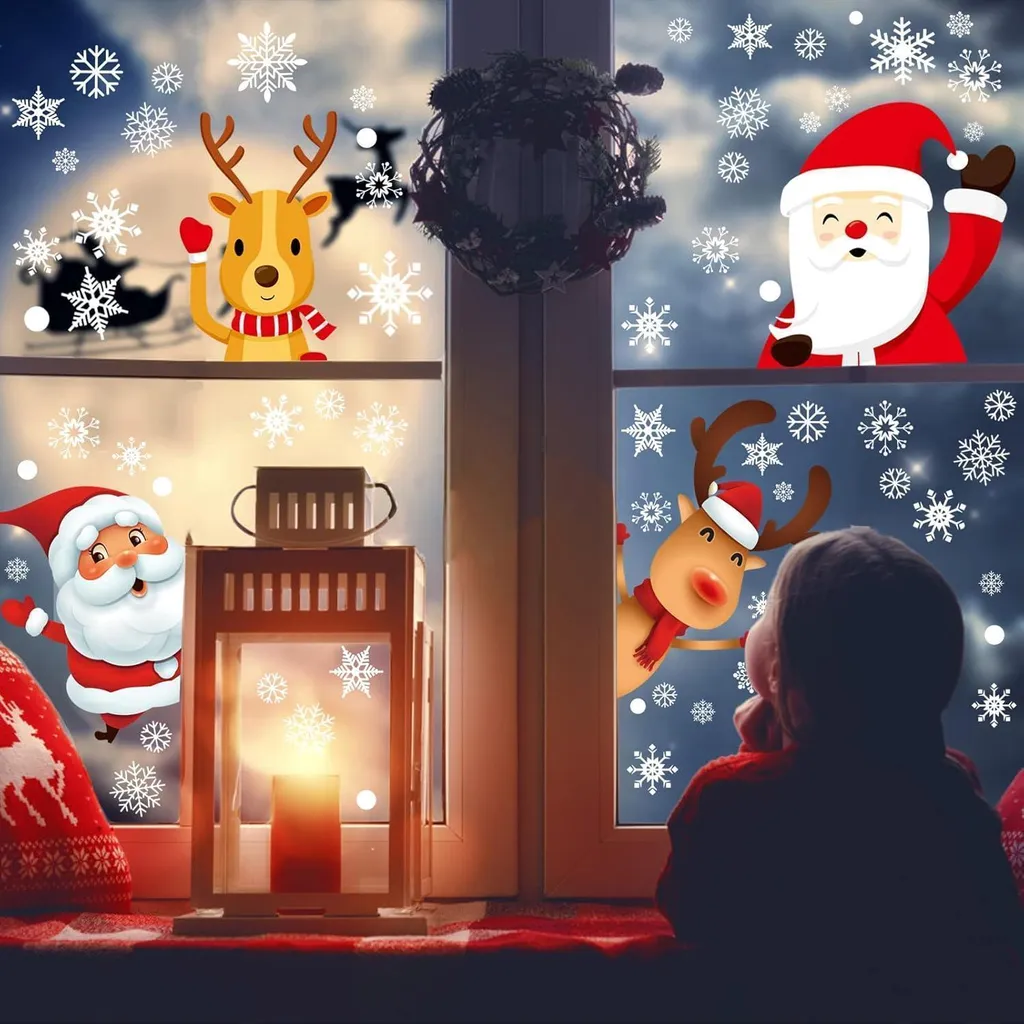 Flocons de Neige Noël sans Colle : Décoration Vitre PVC Propre et Zen