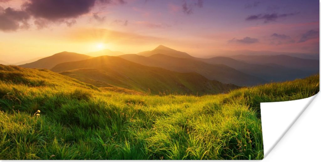 MuchoWow Poster Berge - Sonne - Natur 150x75 cm - ohne Rahmen