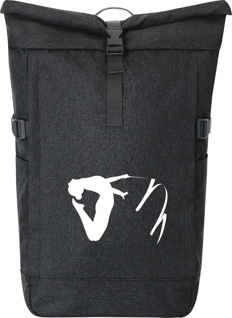 Huuraa Kurierrucksack Rhythmische Sportgymnastik Silhouette 30-44 Liter Black Melange Fairtrade Rolltop Rucksack Geschenkidee
