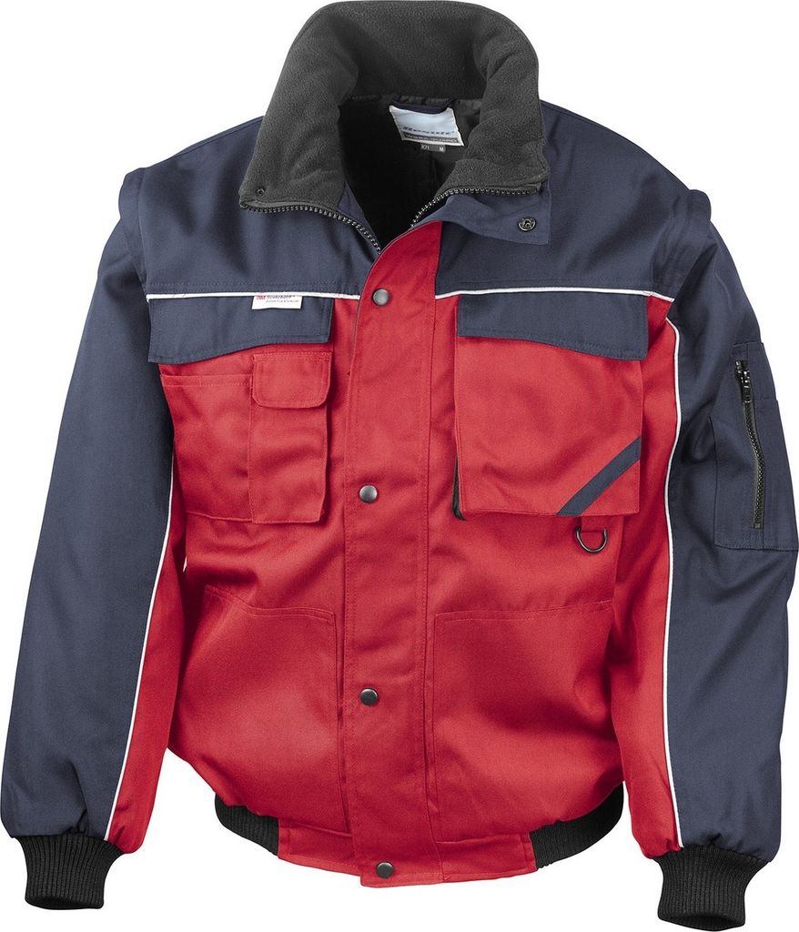 WORK-GUARD by Result - Pilotenjacke für Herren Reißverschluss-Ärmel RW10245 (M) (Rot/Marineblau)