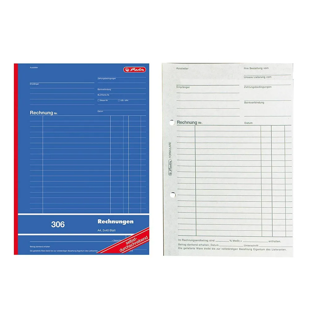 libro dei moduli herlitz "Fattura 306", DIN A4, 2 x 40 fogli