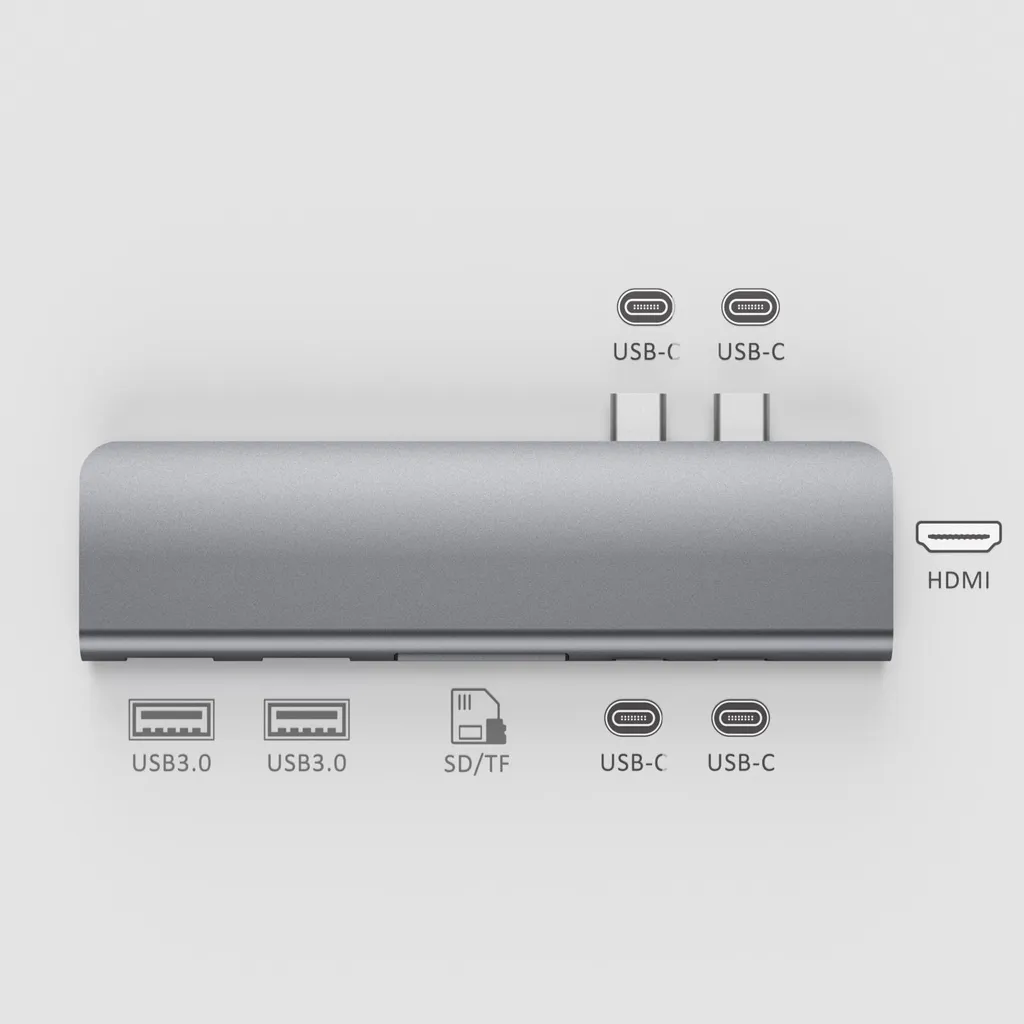 Adattatore MacBook Pro/Air 6-in-1: Thunderbolt 3, HDMI 4K e USB 3.0 - 12