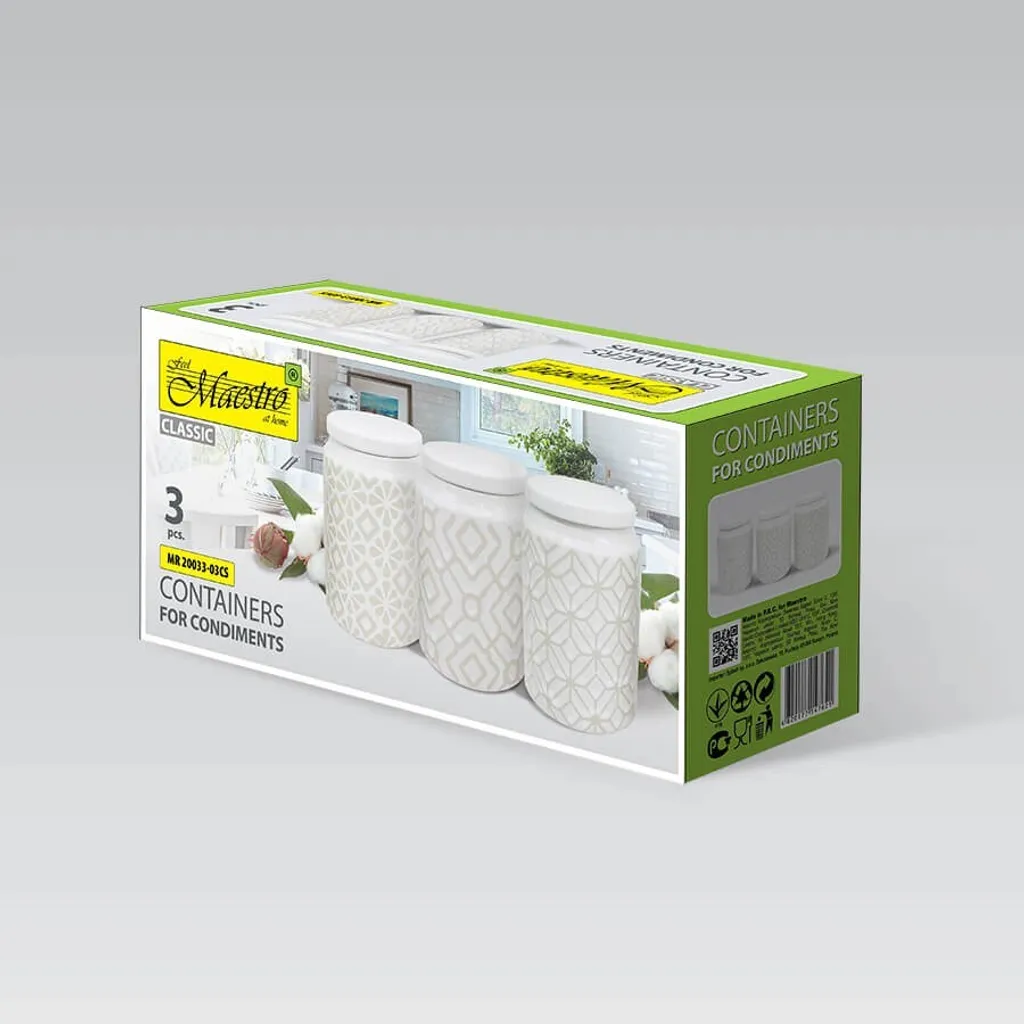 Boîtes de Conservation en Céramique pour Cuisine - Set de 3 Maestro