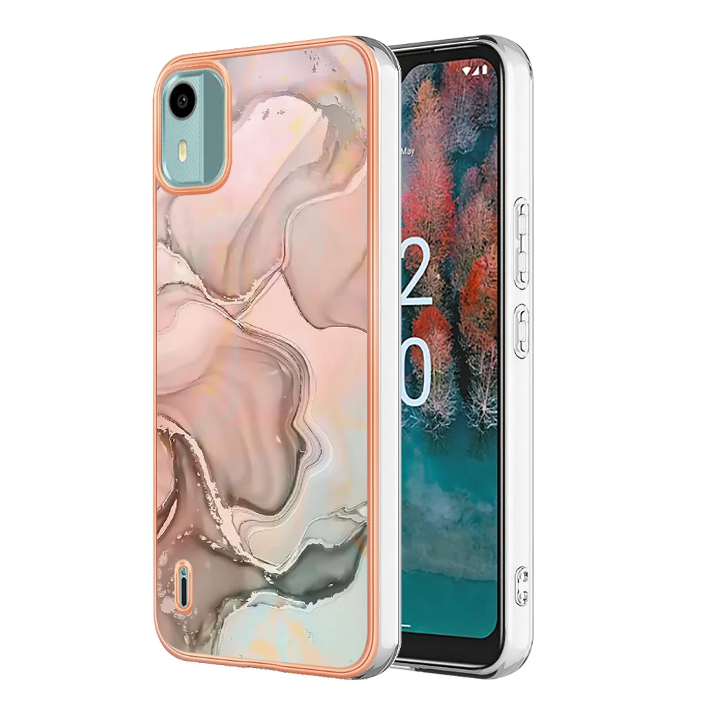 Custodia per Nokia C12, custodia in silicone TPU a fantasia, paraurti antiurto Crème