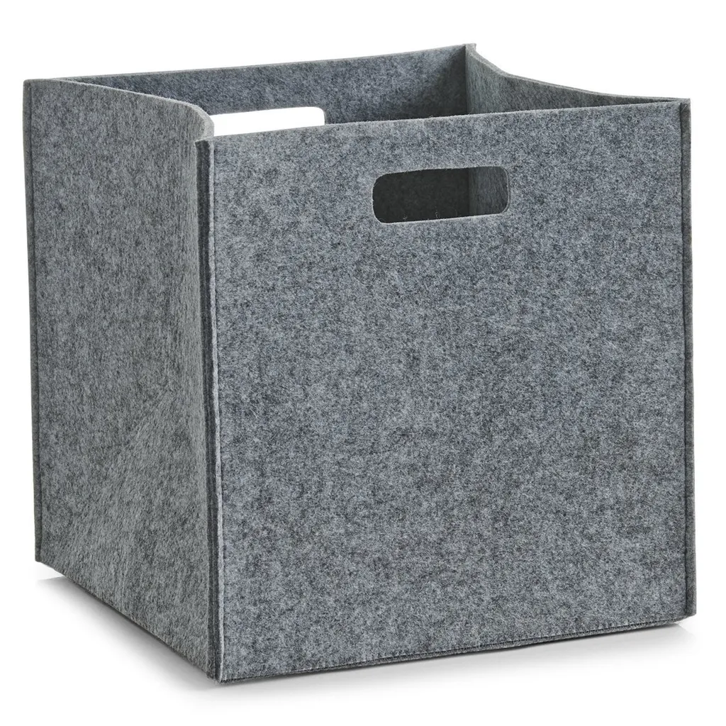 Zeller Corbeille Carrée en Feutre Grise 32x32x32 cm pour Rangement Maison