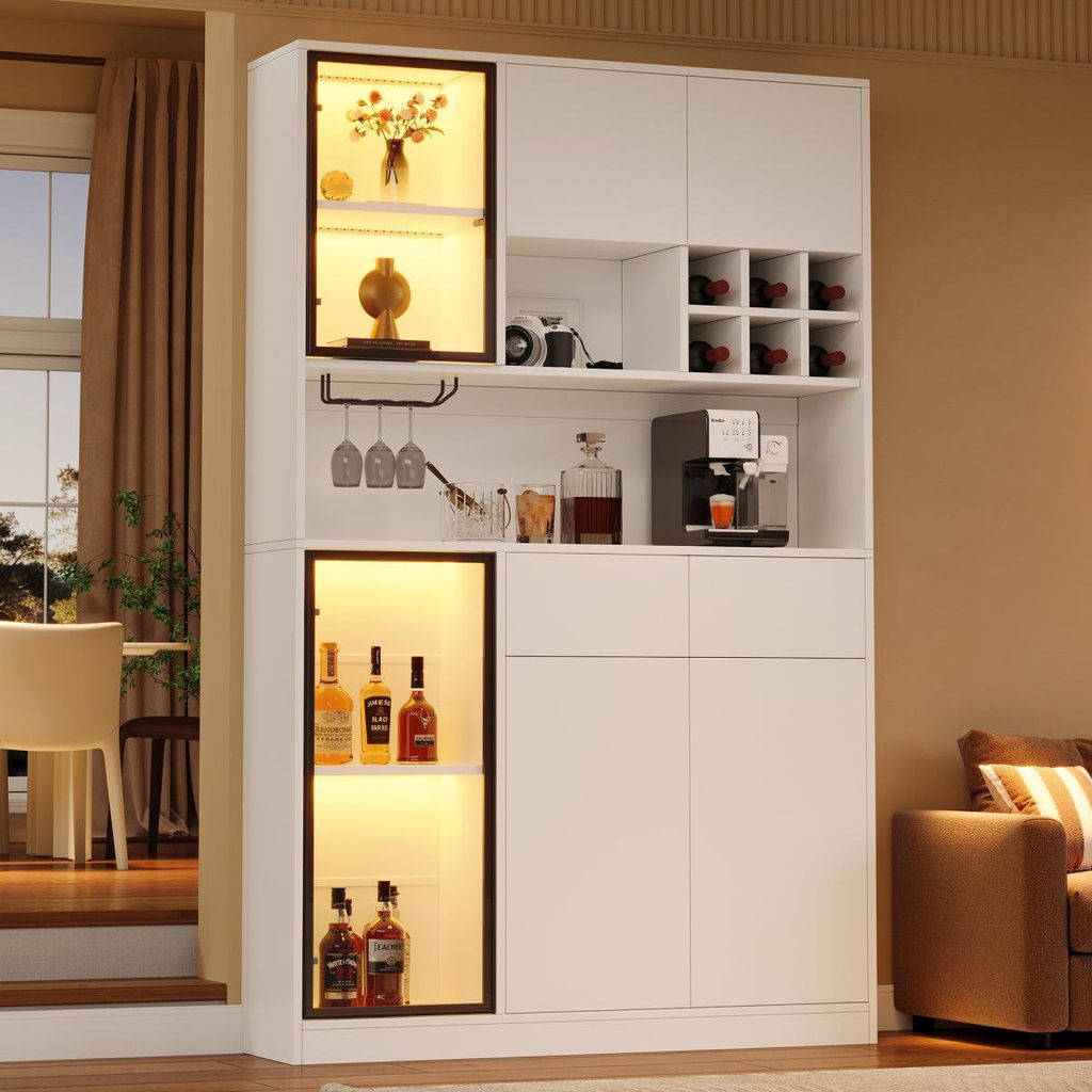 Armoire haute vitrine, 120x33x200 cm, meuble de salon avec Image du produit 