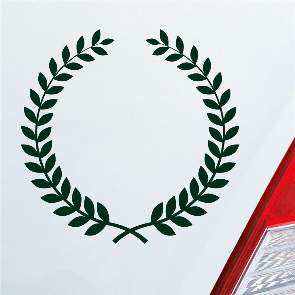 Auto Aufkleber Lorbeerkranz Insigne Auszeichnung Siegerkranz 10x10 cm Dunkelgrün Sticker Heckscheibenaufkleber