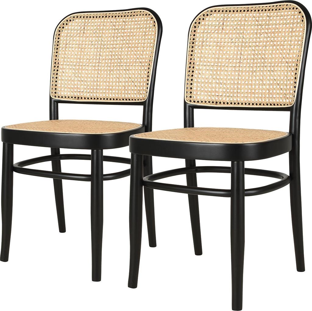 ESSZIMMERSTUHL - Rattan / Buche massiv, 2er-Set