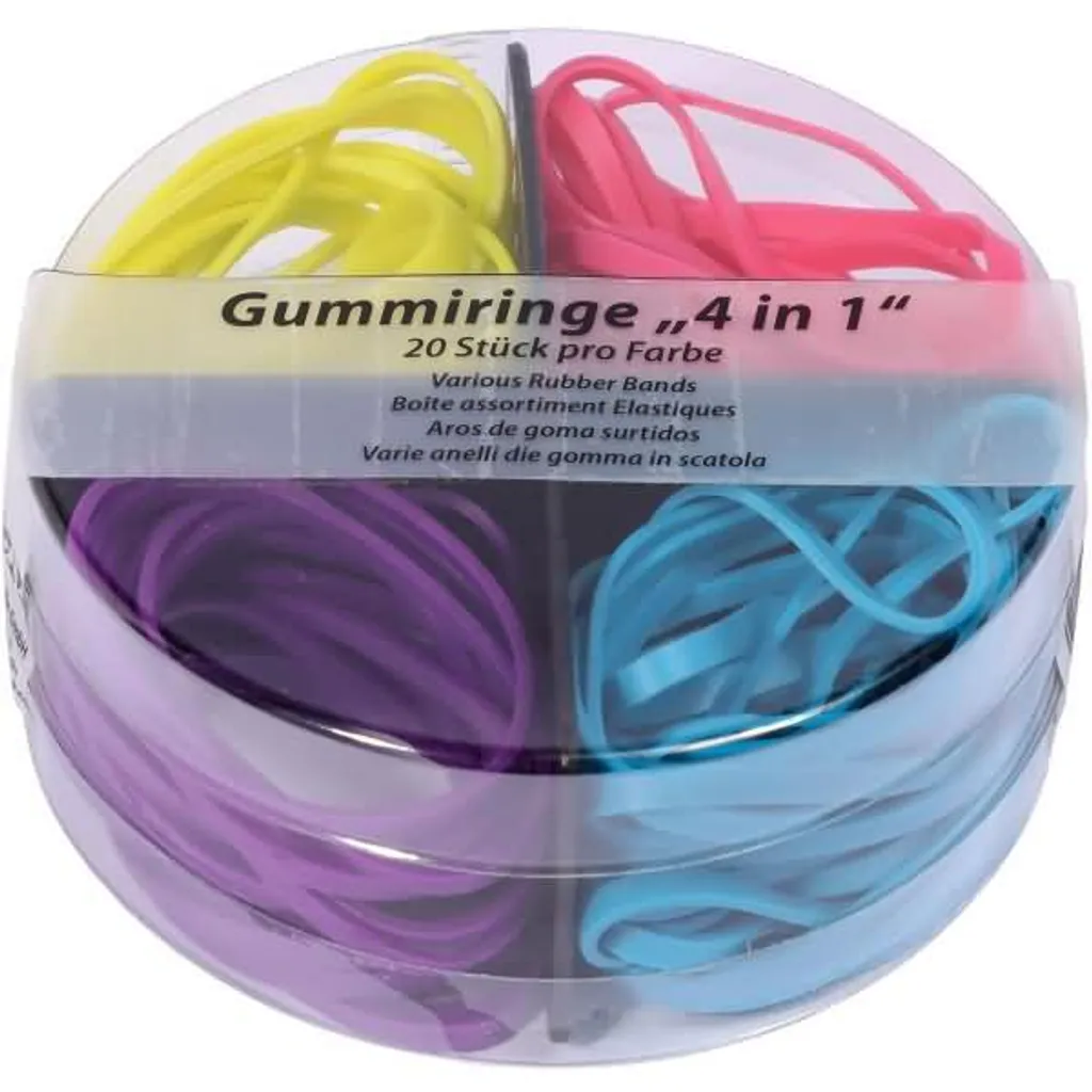 Anneaux caoutchouc 4 couleurs assorties, 80 pcs - 4 en 1 haute élasticité