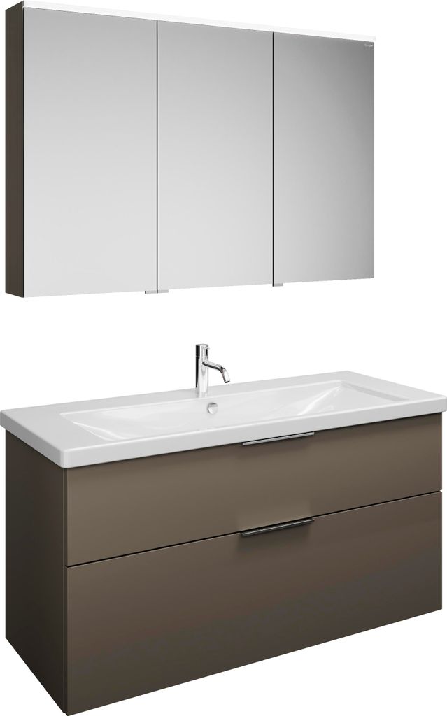 burgbad Eqio Set, bestehend aus Spiegelschrank rechts, Keramik-Waschtisch und Waschtischunterschrank, Breite 1230mm, SFAN123LF2010C0001G0146