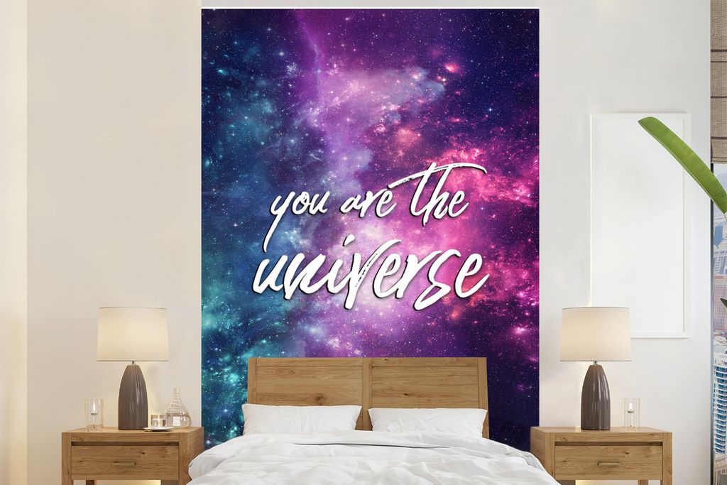MuchoWow Fototapete für Wohnzimmer oder Schlafzimmer Wandtapete Vinyl Motivtapete Zitat - Weltraum - Sterne - Jungen - Mädchen - Kinder - 160x2...