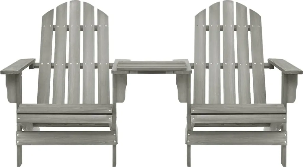vidaXL Set Adirondack Legno Massiccio Abete Grigio con Tavolo