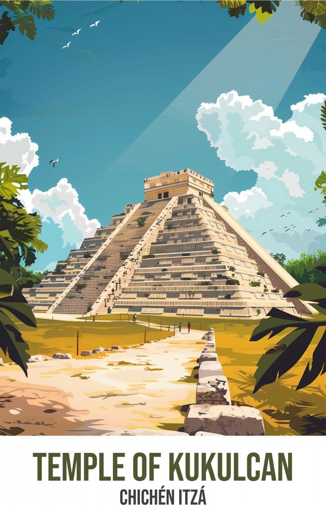 Plakat 61x91,5cm Tempel von Kukulcan, Chichén Itzá