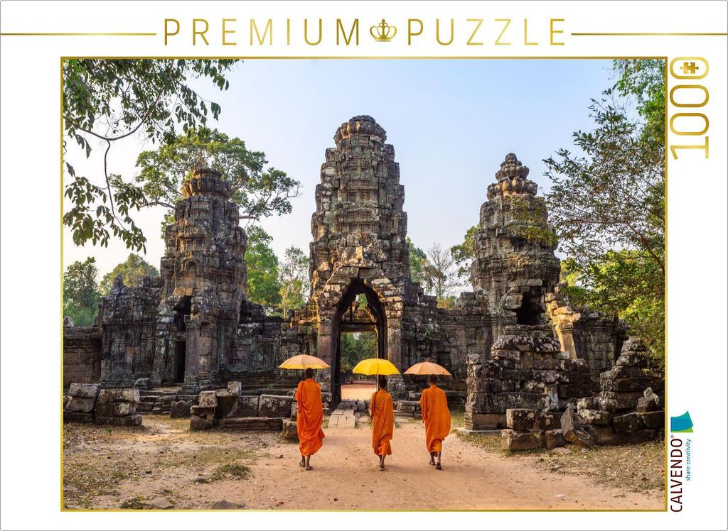 CALVENDO Puzzle Buddhistische Mönche in Angkor - Kambodscha | 1000 Teile Lege-Größe 64x48cm Foto-Puzzle für glückliche Stunden