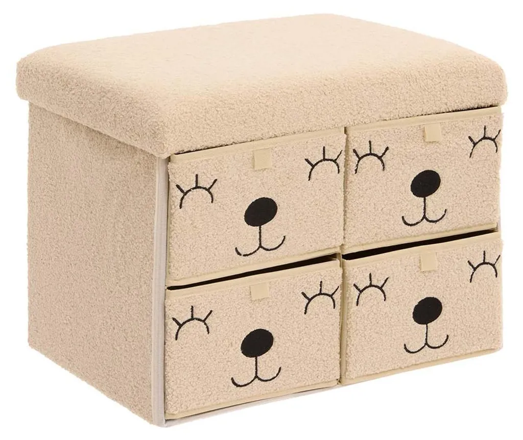 Siège d'appoint coffre de rangement Camelia Beige pour salon moderne