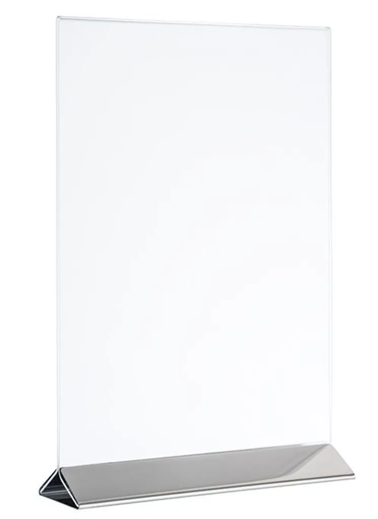 Support publicitaire A6 argent APS pour restaurant et accueil - 2 pcs