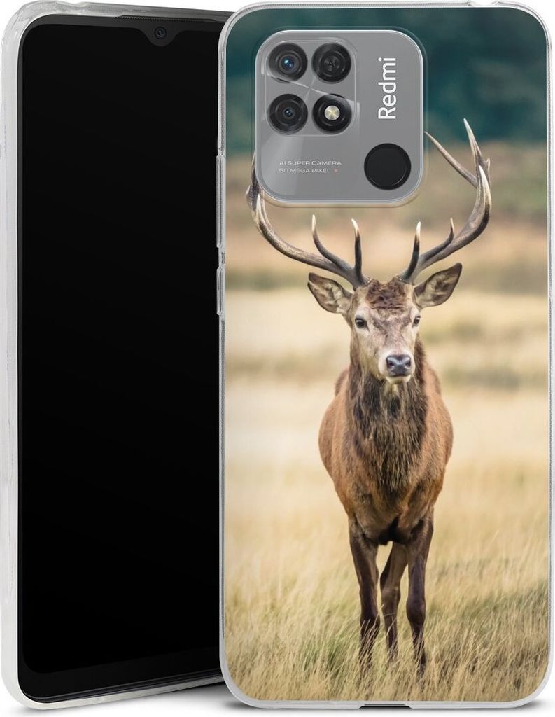 DeinDesign Slim Hülle für Xiaomi Redmi 10C Silikon Case Ultra Dünn Handyhülle Hirsch Wald Wiese