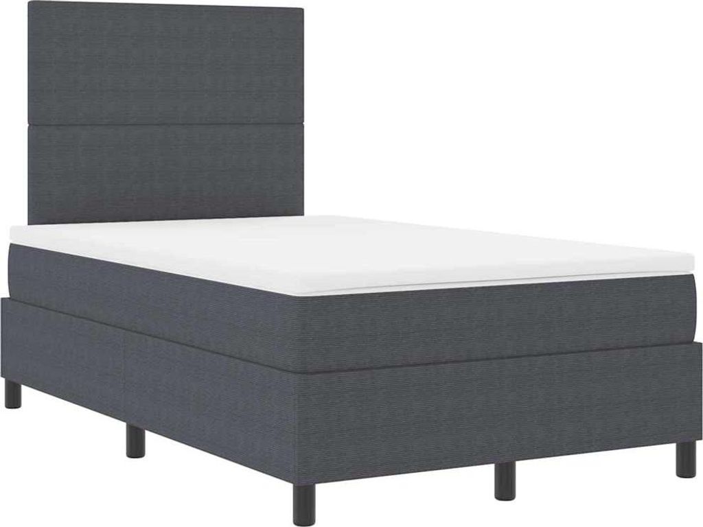 vidaXL Boxspringbett Dunkelgrau und Weiß 120 x 190 cm Cordstoff