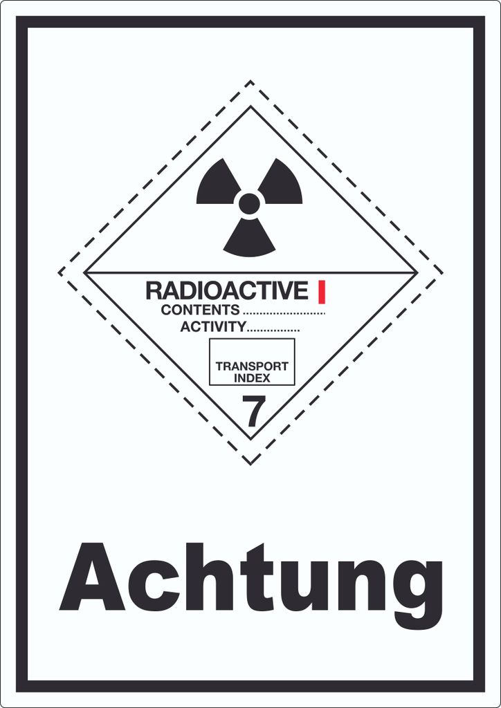 Aufkleber radioaktive Stoffe Achtung Radioactive I-WEISS A6 (105x148mm)