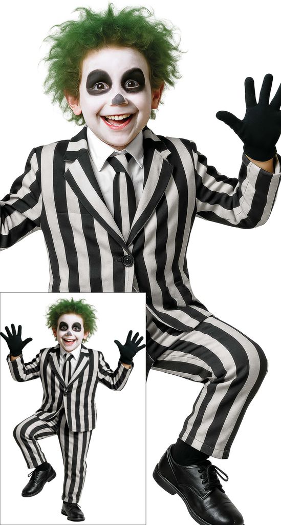 Gespenst Streifen Anzug Halloween Gruselset Schwarz Weiß Produktbild 