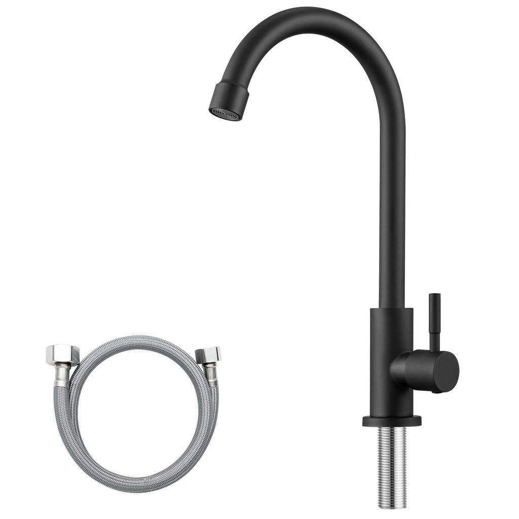 Cecipa MAX 304 Edelstahl Küchenarmatur | 360° Drehbar & Absperrventil | Schwarz Matt | Einhebel | 2-in-1 Funktion