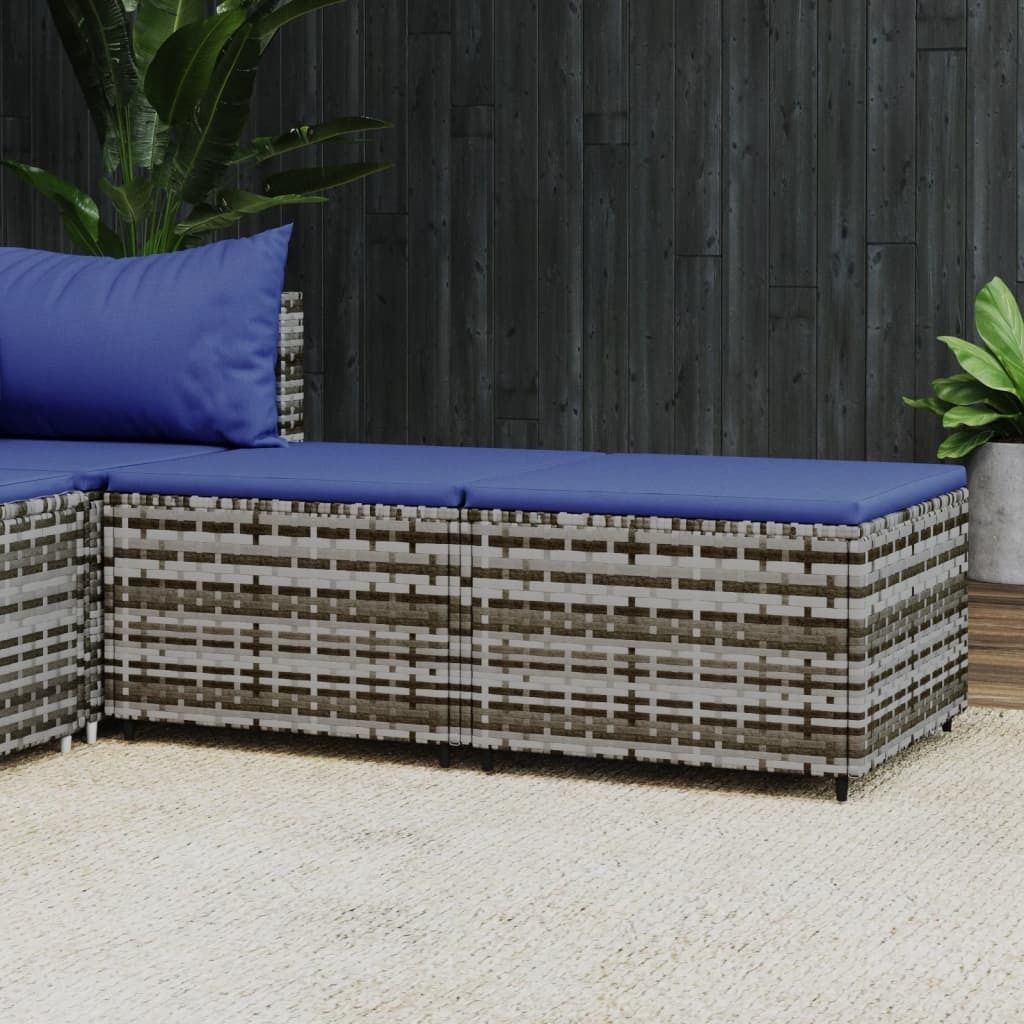 "2026 Promotion" Gartenhocker mit Kissen 2 Stk. - Hohe Qualität - Grau Poly Rattan - Gartenhocker CC10604