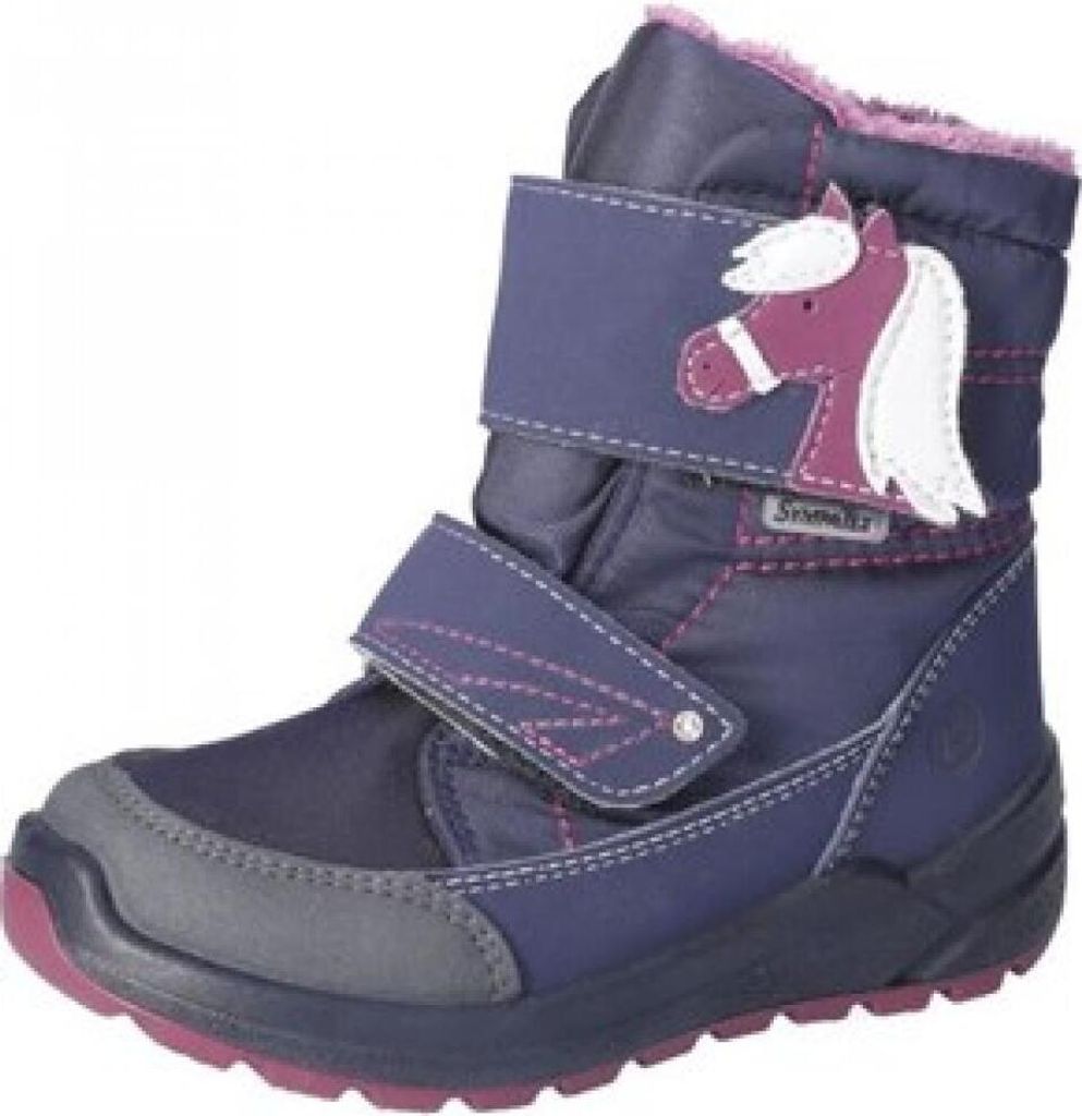 RICOSTA Boots GAREI Wetterfest durch den Winter HighTech/Textil Klettverschluss Warmfutter Mädchen nautic Blau/Rosa Pferd Größe 33