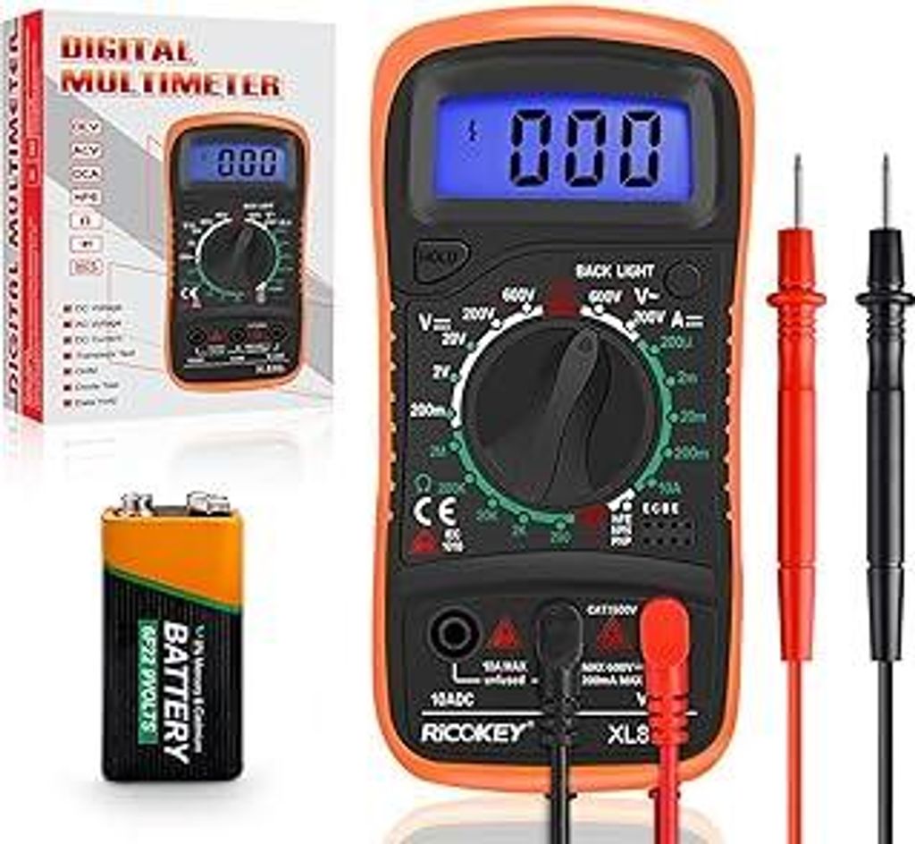 Digital Multimeter Voltmeter Batterietester Spannungsprüfer Durchgangsprüfer Ohm Volt Ampere Messgerät AC/DC Spannung Strom Widerstand Diode Tra...
