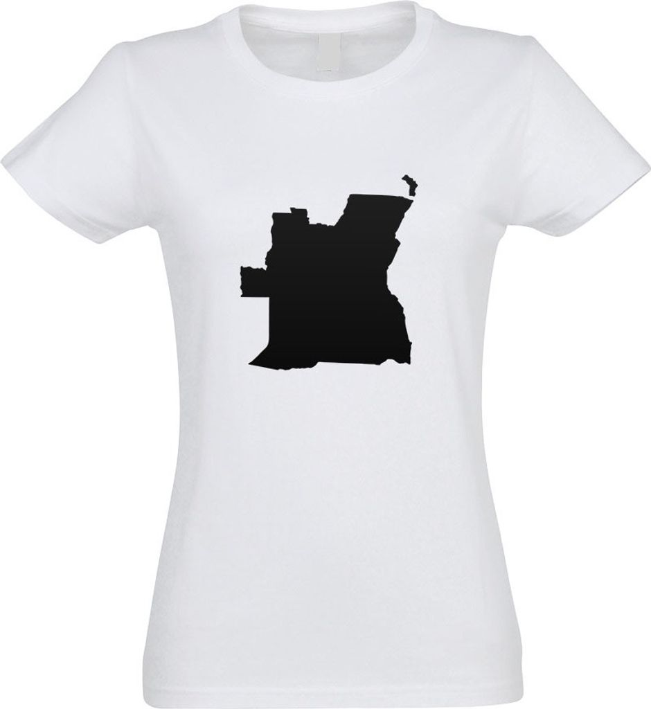 Kiwistar - T-Shirt tailliert - Damen - Weiss - Angola Umriss Kontur - mit Motiv Bedruckt - Funshirt Design - Sport - Freizeit - Damen - M