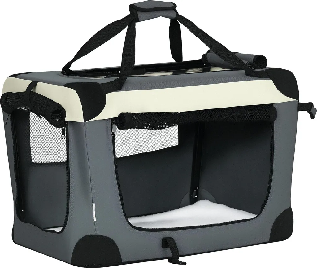 Caisse de transport pliable pour animaux de compagnie avec coussin doux