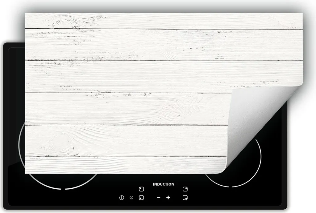 DarHaus Piastra di copertura per stufe 90x52 cm Tappetino antiscivolo Roll-up, bianco - legno