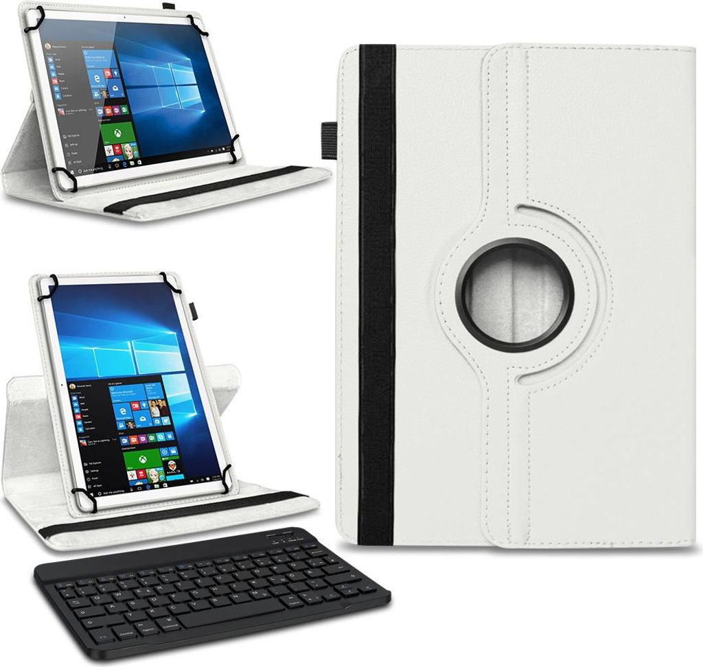 Tablet Tasche Tastatur Hülle Odys Space One 10 / SE Schutzhülle Bluetooth CoverFarben:Weiss