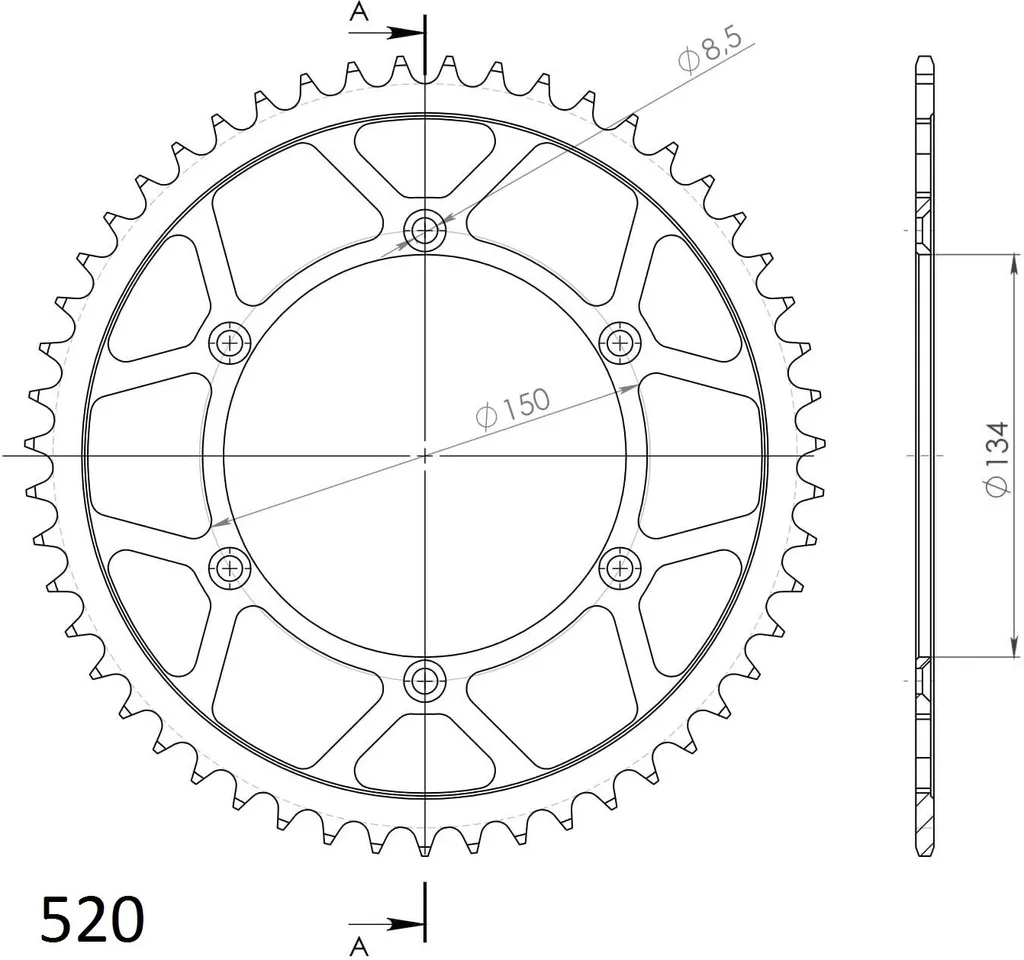 Couronne Moto 51 Dents Supersprox 520 Bleue RST-460 Racing et Sport