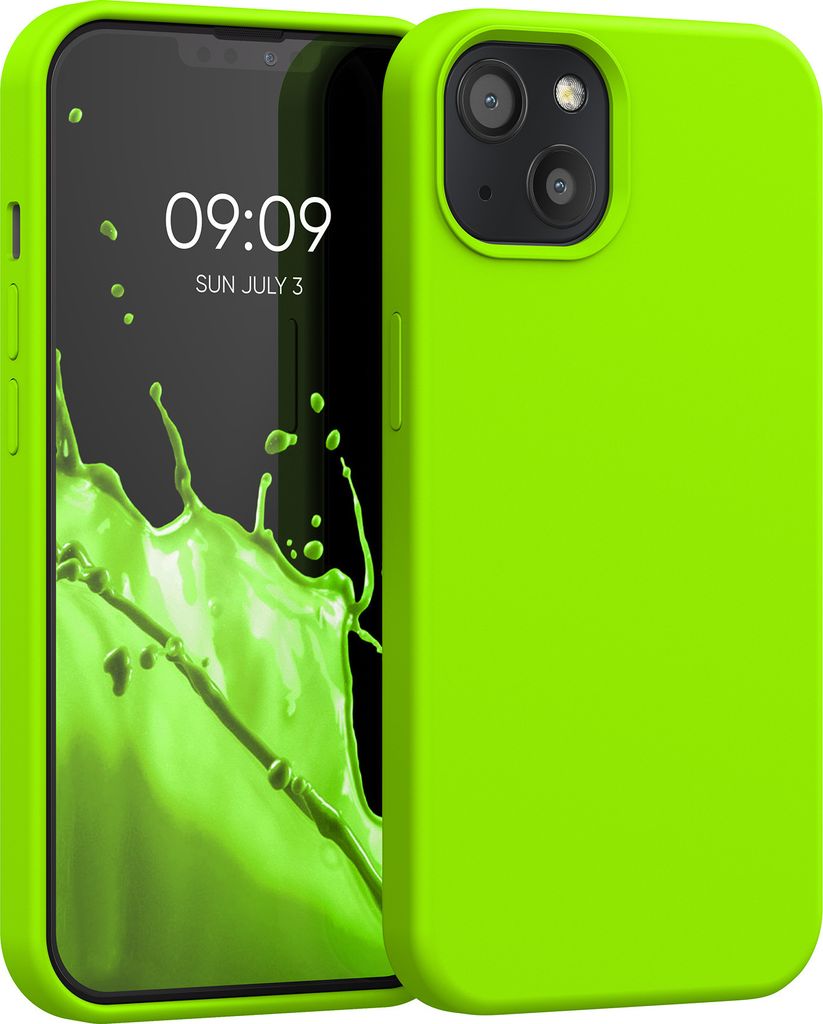 kwmobile Handyhülle für iPhone 13 Hülle, für iPhone 13 Case - Hülle Silikon - kabelloses Laden - Neon Gelb