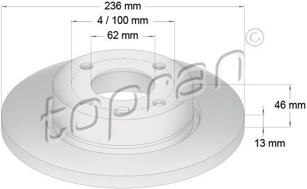 Disque de frein TOPRAN 110 641 en fonte haute résistance pour 9K