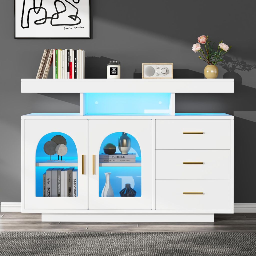 MODFU Kommode Sideboard mit LED-Beleuchtung, Buffetschrank Produktbild 