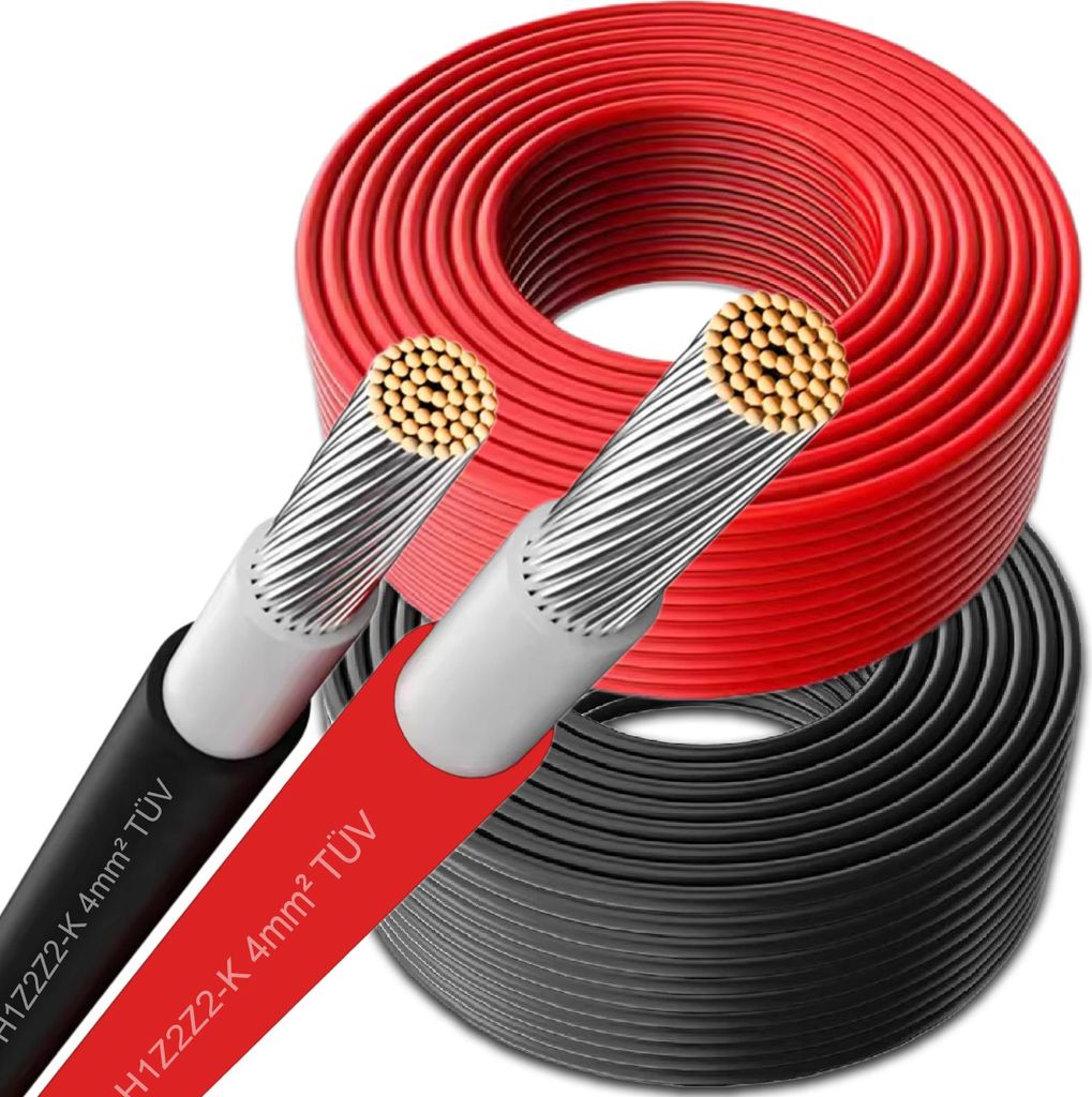 Solar Solarkabel 4mm² Kabel für Solarmodule PV Solarleitung 5 - 100m Farben:Schwarz;Länge Kabel:20 Meter