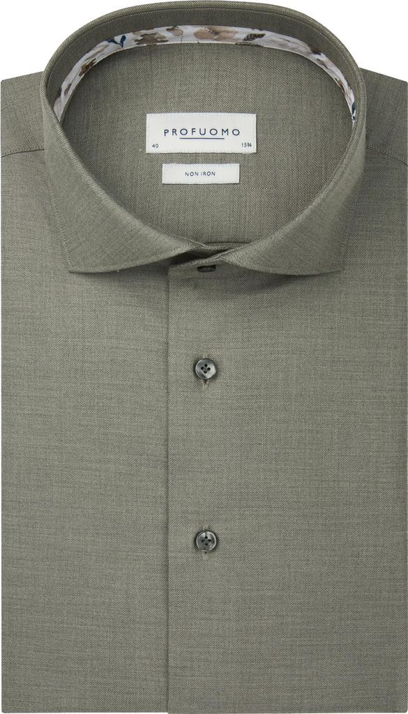 Profuomo Hemd grün bügelfrei Baumwolle