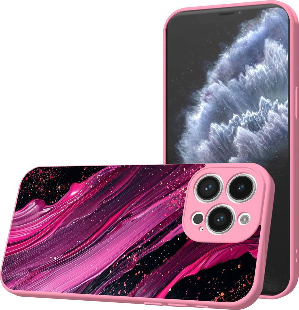 Smartphonica Handyhülle Geeignet für iPhone 11 Pro Max mit lila rosa Marmor Druck - TPU Back Cover Case lila rosa Marmor Design - Rosa