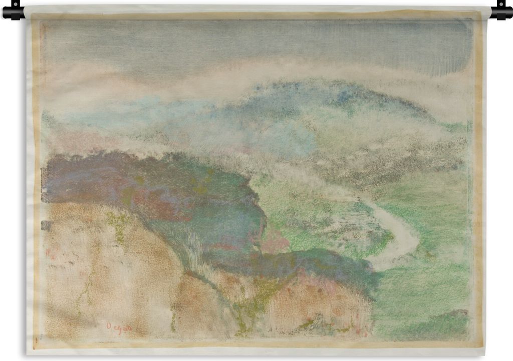 MuchoWow Wandteppich Wandbehang Landschaft - Gemälde von Edgar Degas 120x90 cm Tapisserie Dekoration Wandtuch - Wohnen - Aufhänger für die Wand