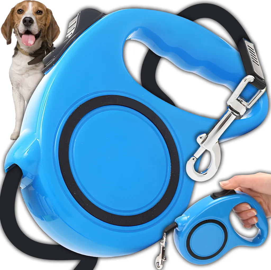 Laisse enrouleur pour chien de 5 mètres - Modèle robuste à sangle ajustable
