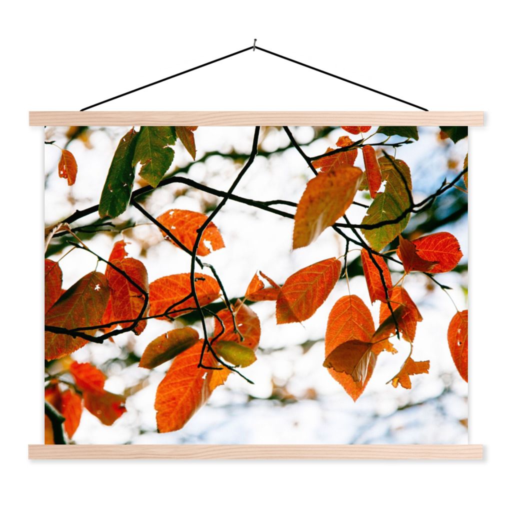 MuchoWow Textilposter Herbst - Blätter - Landleben - Jahreszeiten 60x45 cm mit holzfarbenen Rahmen - Bild