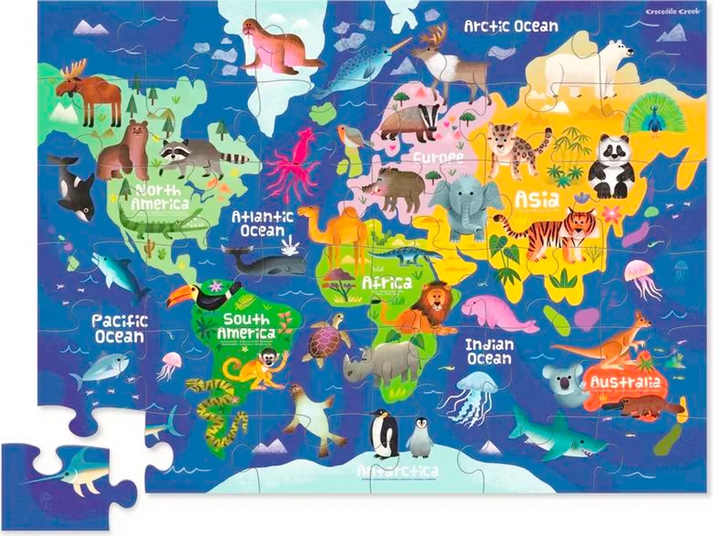 Crocodile Creek Ma Première Carte du Monde - Puzzle Éducatif 30 Pièces